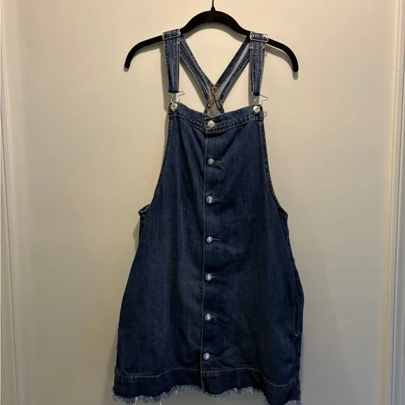American Eagle Denim Button-Front Overall Dress - Picture 1 of 4